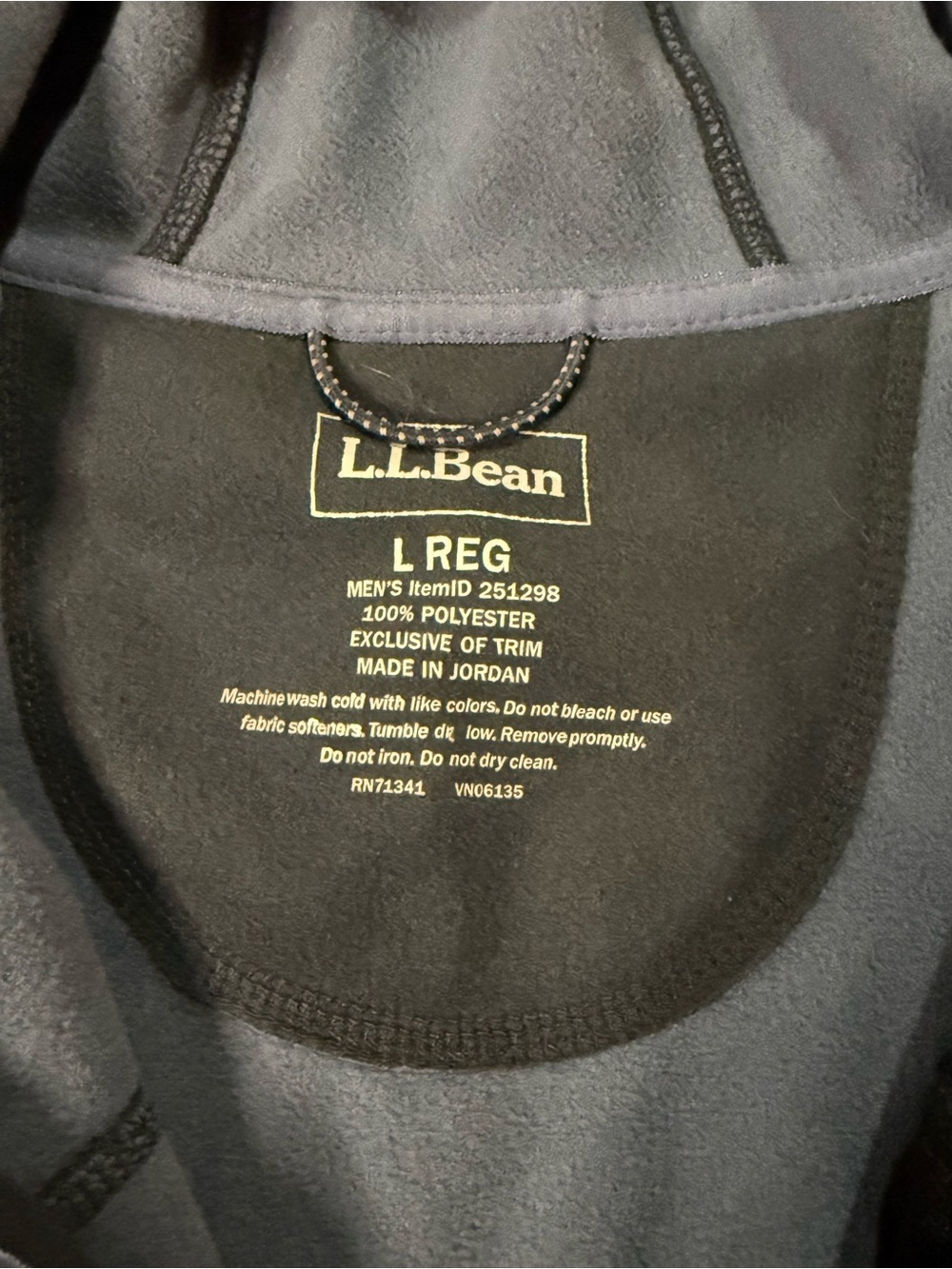 L.L.Bean Men’s Polartec Hooded Fleece Jacket Full Zip Navy Blue Large - Picture 6 of 13